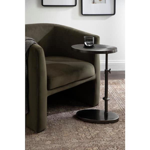Engles 15 in. Pewter Oval Metal C Shaped End Table