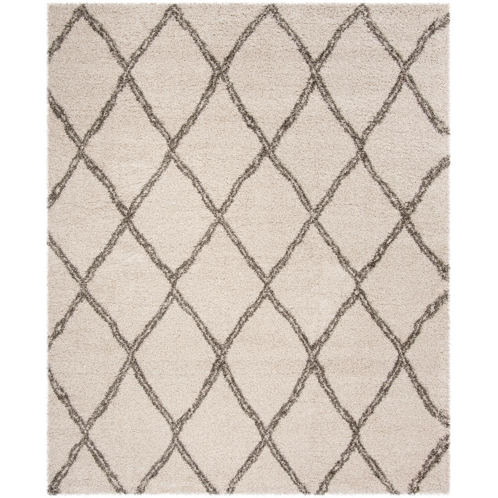 SAFAVIEH Hudson Shag Ivory/Gray 8 ft. x 10 ft. Geometric Diamonds Area