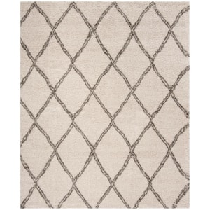 Hudson Shag Ivory/Gray 8 ft. x 10 ft. Geometric Diamonds Area Rug