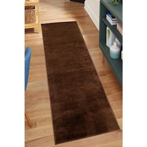 Solid Euro Brown 26 in. x 20 ft. Your Choice Length Stair Runner Rug