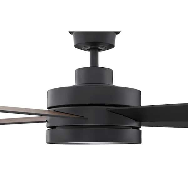 Baxtan 56 in LED Matte Black Ceiling Fan with Light and Remote Control 