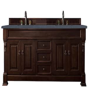 Brookfield 72 in.W x 23.5 in. D x 34.3 in. H Double Bath Vanity in Burnished Mahogany with Charcoal Soapstone Top