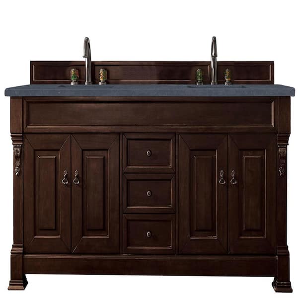 James Martin Vanities Brookfield 72 in.W x 23.5 in. D x 34.3 in. H Double Bath Vanity in Burnished Mahogany with Charcoal Soapstone Top