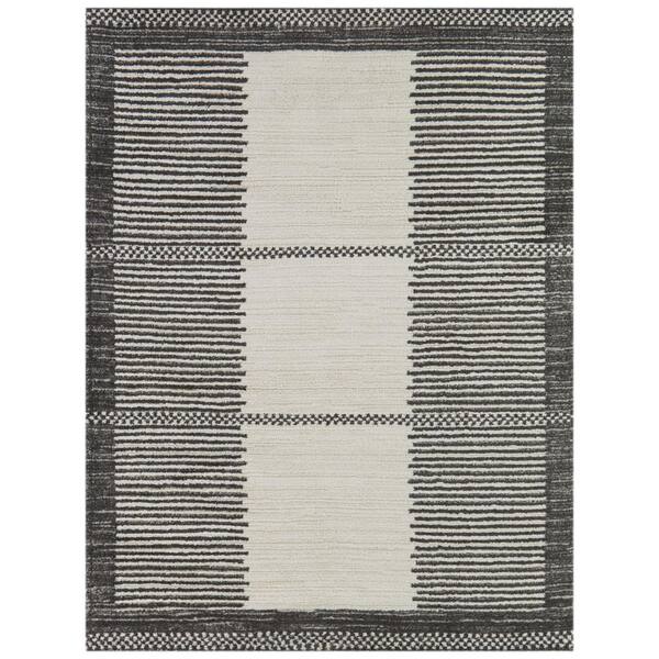 BALTA Ensio Charcoal 7 ft. 10 in. x 10 ft. Striped Area Rug 3100996