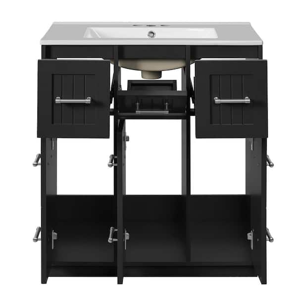 Ziyudura 30 in. Single Sink Freestanding Black Bath Vanity with