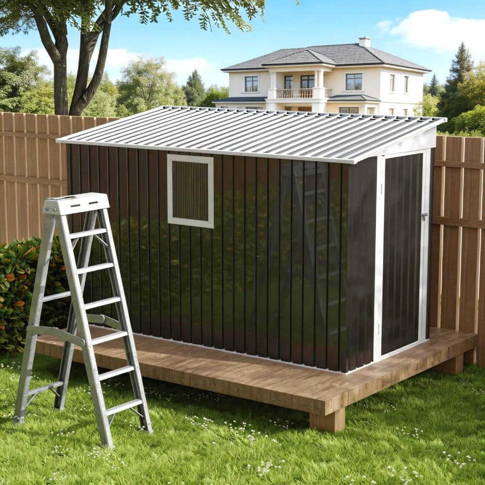 4x9FT Outdoor Metal Garden Storage Shed with Window & Hinge Door price history on PriceWatchPro