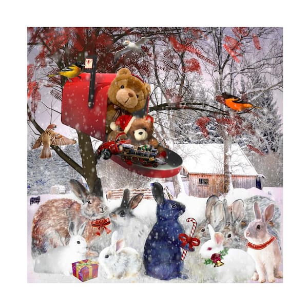 Trademark Fine Art Unframed 'Animal Getting Ready For Christmas' Photography Wall Art 14 in. x 14 in.