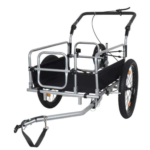6.25 cu. ft. Steel Utility Wagon Garden Cart Bike Cargo Trailer with 2x20 in. Wheels in Black (2.35"Wheel Width)