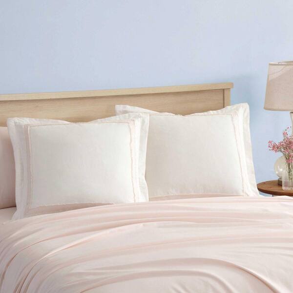 Laura Ashley Mila 1-Piece Pink Solid Cotton Blend European Sham