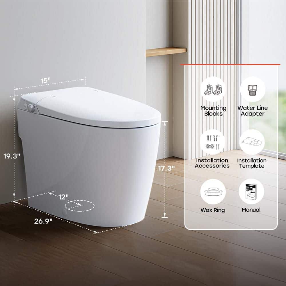 White Elongated Free Standing Non-Electric Smart Bidet Toilet