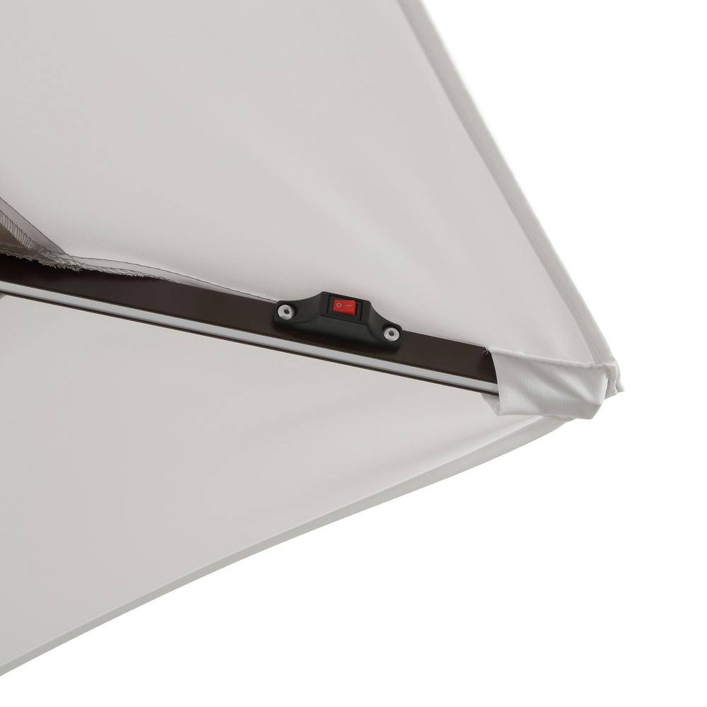 Spencer 9 ft. Gray and White Aluminum Solar LED Market Patio Umbrella