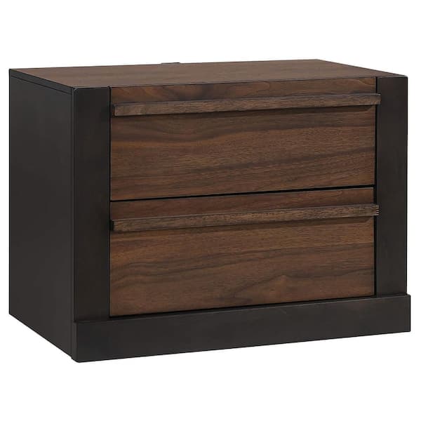 Coaster Azalia Black and Walnut 2-Drawer Nightstand