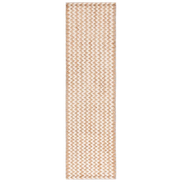 Natural Fiber 2 ft. x 8 ft. Natural/Ivory Chevron Runner Rug