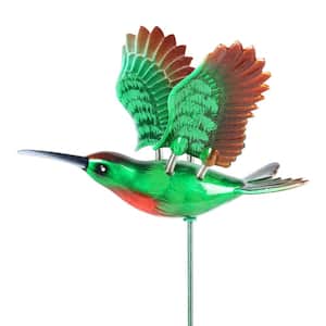 1.28 ft. WindyWing Hummingbird Ruby Red Throat Metallic with Bronze Tips Multi-Color Plastic Plant Stake