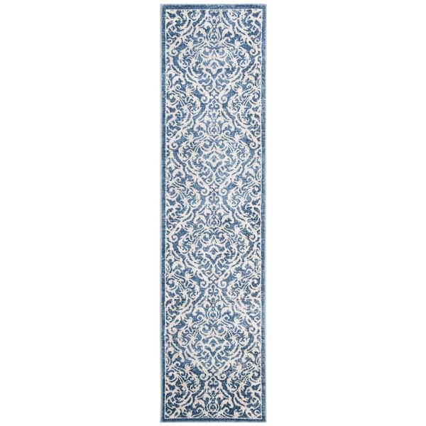 SAFAVIEH Brentwood Navy/Cream 2 ft. x 10 ft. Border Geometric Medallion Runner Rug