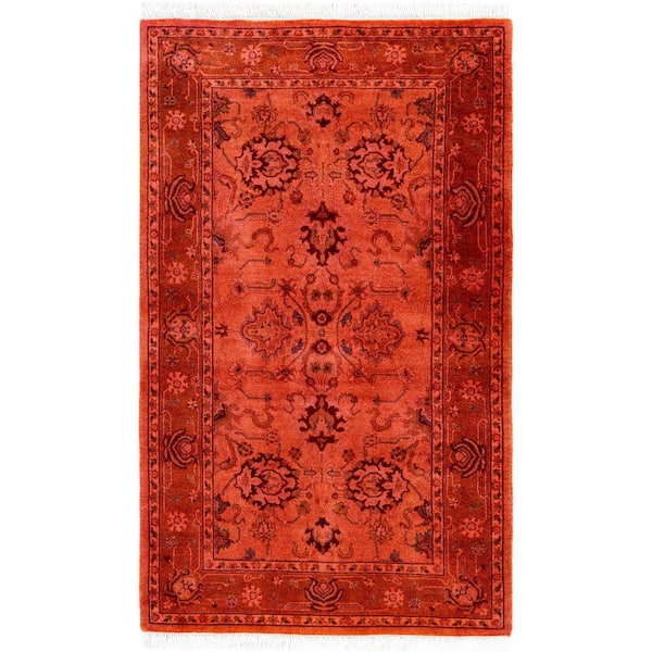 Overdyed Pink 3 ft. x 5 ft. Solid Wool Indoor Area Rug