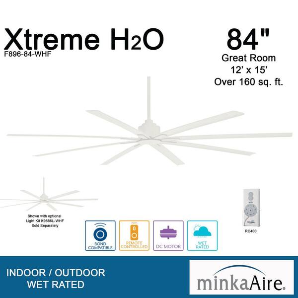 MINKA-AIRE Xtreme H2O 84 in. Indoor/Outdoor Flat White Ceiling Fan