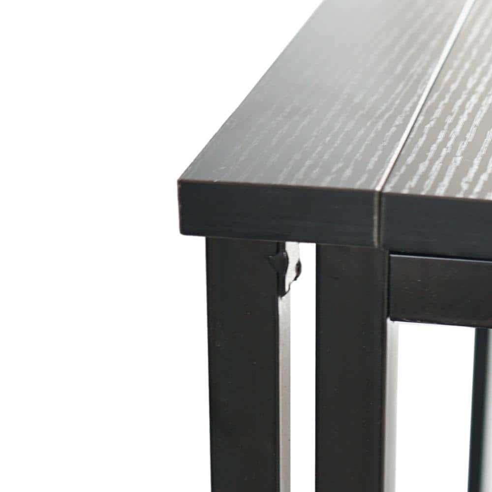 Black Wood Foldable Rectangular Computer Desk