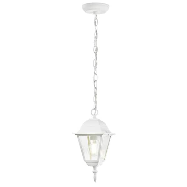 Builder's Choice Collection 1-Light Textured White Outdoor Hanging-Mount Lantern