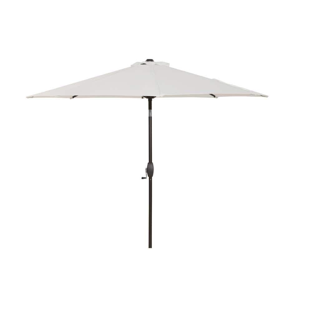 9 ft. Market Summar Solar Tilt Patio Umbrella in White