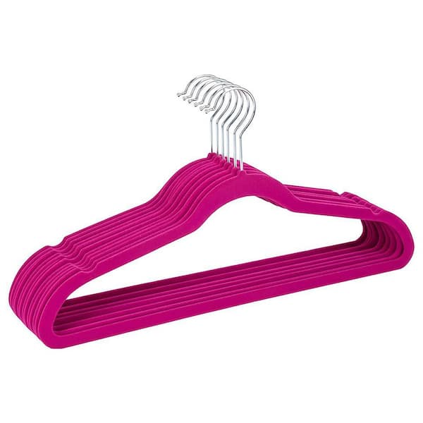 10-Pack Super Slim Velvet Huggable Hangers in Fuchsia Pink