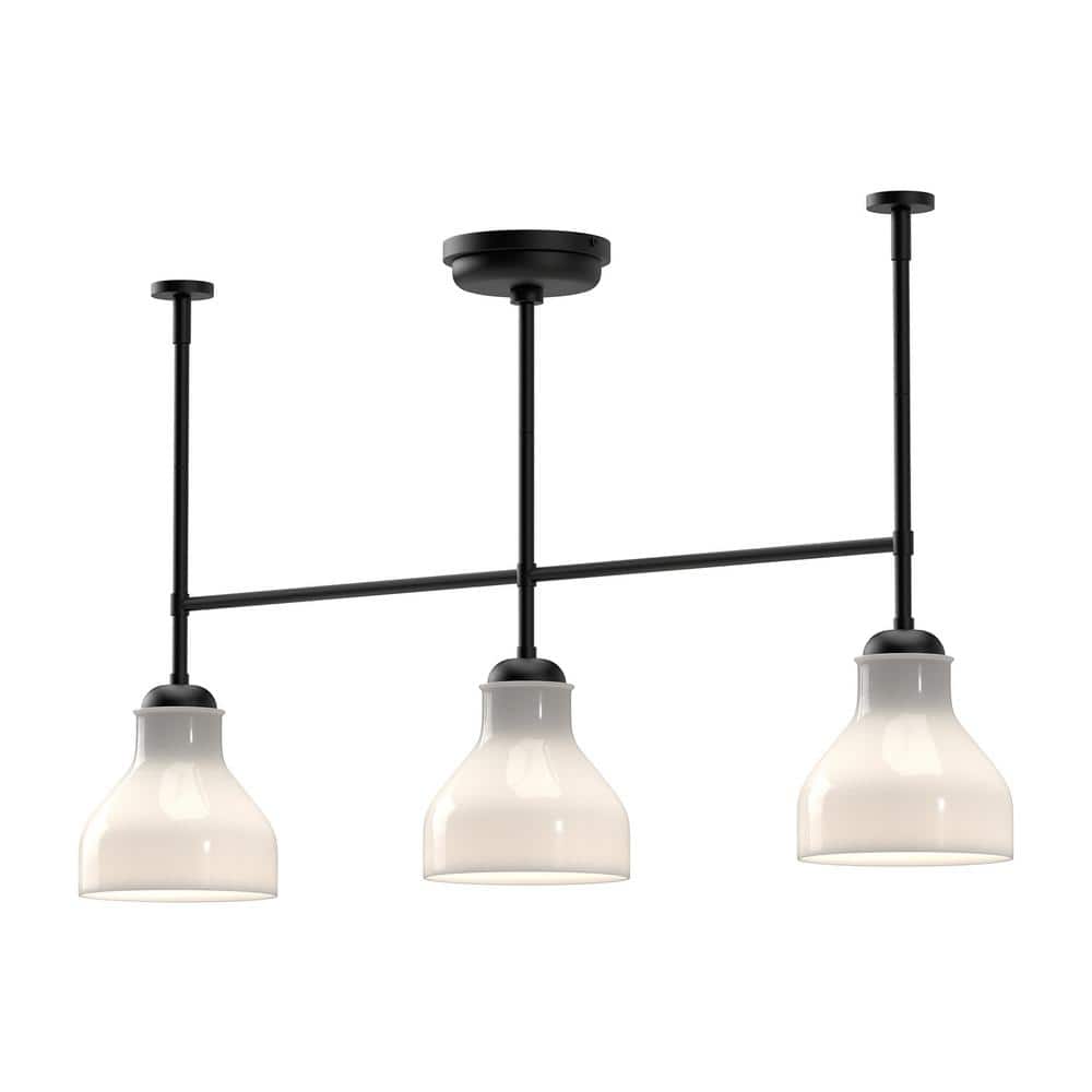 Westlake 3-Light Matte Black Nickel Island Pendant with Opal Glass