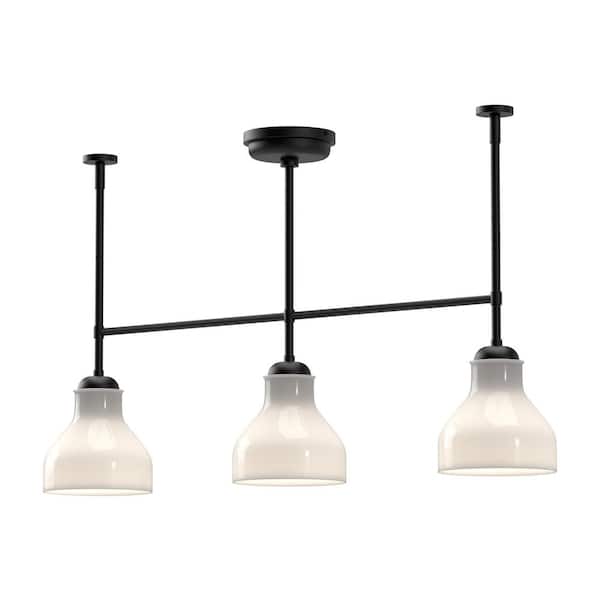 ALORA MOOD Westlake 34 in. 3 Light 60-Watt Glossy Opal Glass/Matte Black Pendant Light
