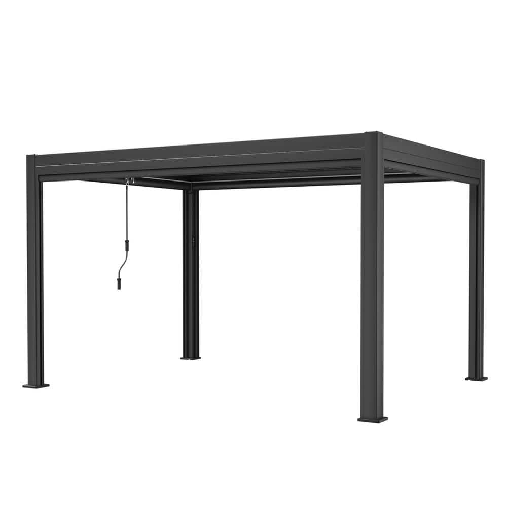 HOMMOW 10 ft. x 13 ft. Louvered Pergola with Auto Adjustable Roof ...
