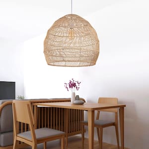 1-Lights Hanging Wicker Pendant Lighting Dome Woven Lamp Fixtures