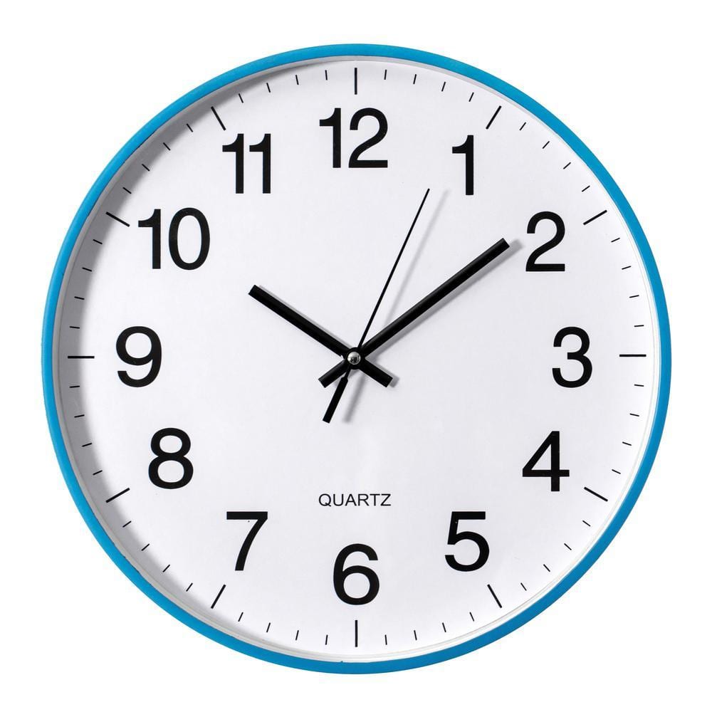 CLOCKSWISE Blue 12-In Analog Clock-Silent, Non-Ticking for Wall