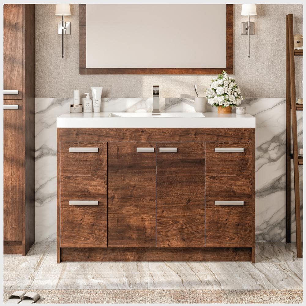 Lugano 48 in. Single Sink Rosewood Bath Vanity with White Acrylic Top (Assembled) price history on PriceWatchPro
