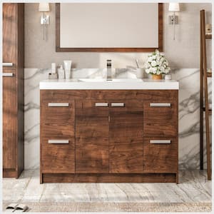 Lugano 48 in. W x 19 in. D x 36 in. H Single Bath Vanity in Rosewood With White Acrylic Top and White Integrated Sink