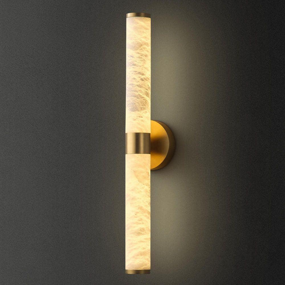 24 in. 1-Light Gold LED Wall Sconce, Natural Alabaster Modern Wall Light for Bedroom, Bathroom, Living Room price history on PriceWatchPro