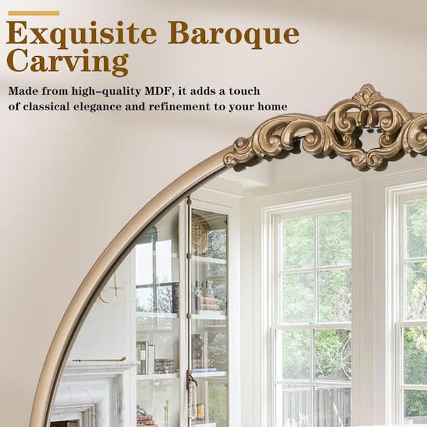 30 in. W x 36 in. H Modern Gold Arched Framed Accent Dresser Mirror Accent Wall Decorative Mirror