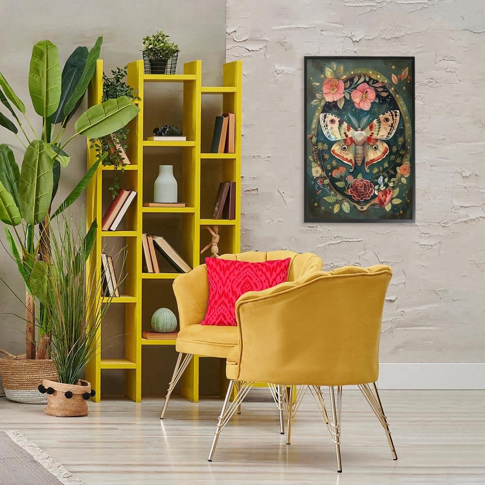 Victorian Moth and Florals by The Dutch Lady Black Framed Nature Giclee Art Print 30 in. x 20 in. price history on PriceWatchPro