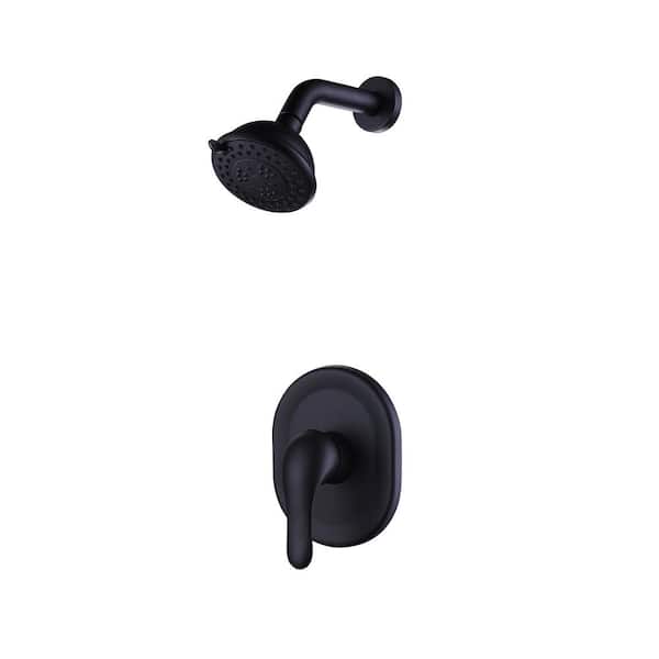 Single-Handle 2-Spray Round High Pressure Shower Faucet in Matte Black (Valve Included)