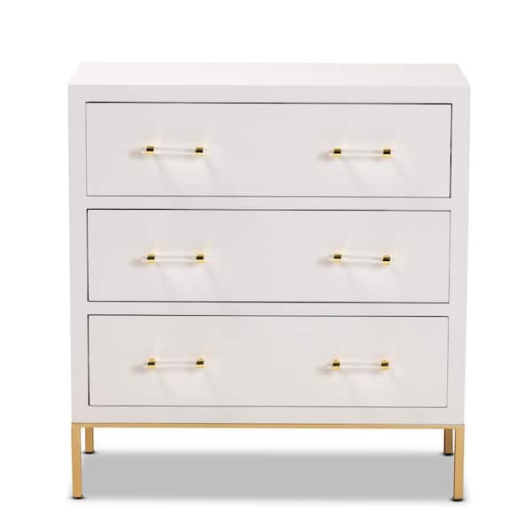 Baxton Studio Dante White and Gold Accent Cabinet