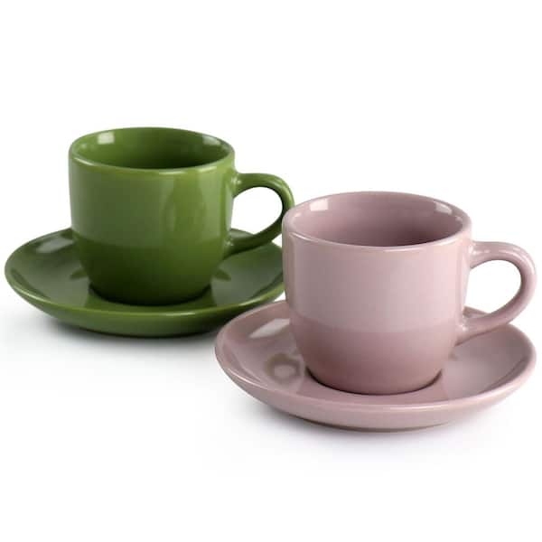 Mr. Coffee 12-Piece 3 oz. Assorted Colors Stoneware Espresso Cup and Saucer Set