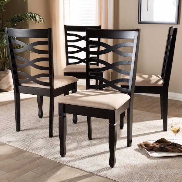 Lanier Sand Brown and Espresso Fabric Dining Chair (Set of 4)
