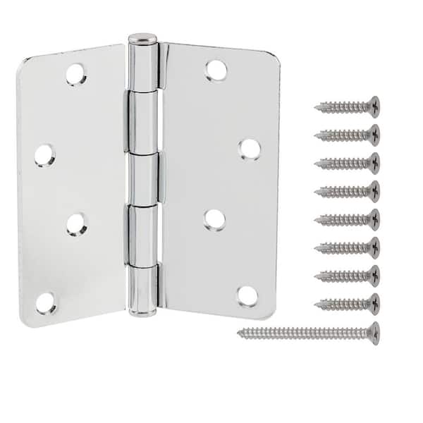 Everbilt 4 in. x 1/4 in. Radius Chrome Squeak-Free Door Hinge