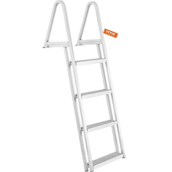 4-Step Dock Ladder with Nonslip Mat Aluminum Alloy Boat Ladder 350 lbs. Load Capacity for Above Ground Pool