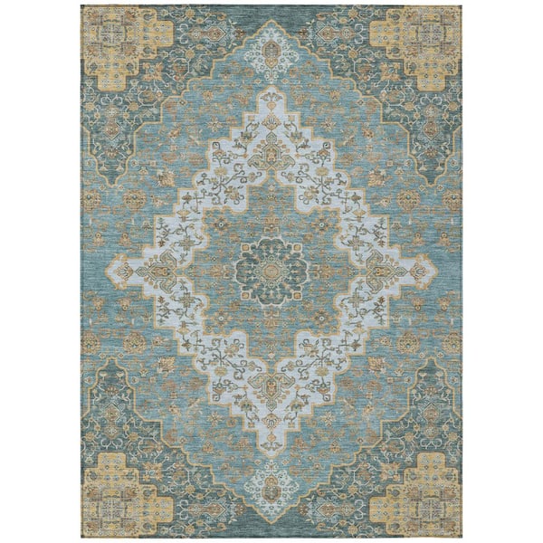 Chantille Machine Washable Indoor/Outdoor Abstract ACN2486 Teal 10 ft. x 14 ft. Area Rug
