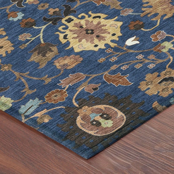 Chantille Machine Washable Indoor/Outdoor Abstract ACN2458 Navy 2 ft. x 7 ft. Runner Rug