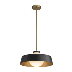 Winnie 1-Light Black Mid-Century Modern Pendant Light with Opal Glass Shade