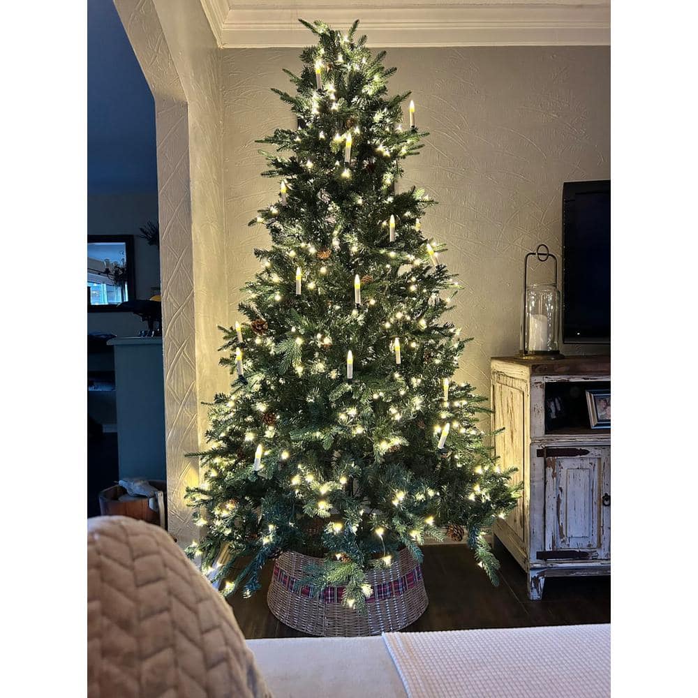 8ft Pre-lit Artificial Pine Christmas Tree with Warm White LED Lights
