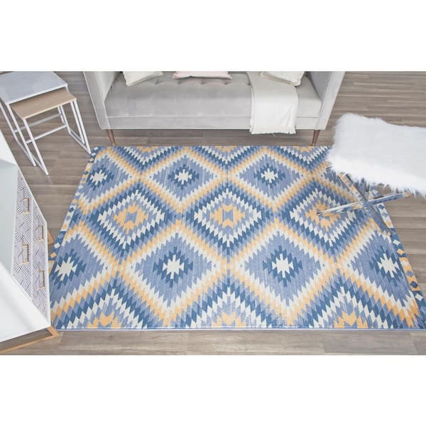 Bodrum Kilim Denim 2'x8' Moroccan Blue Area Rug