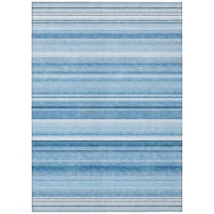 HomeRoots Blue 3 ft. x 5 ft. Woven Striped Polyester Rectangle Indoor ...