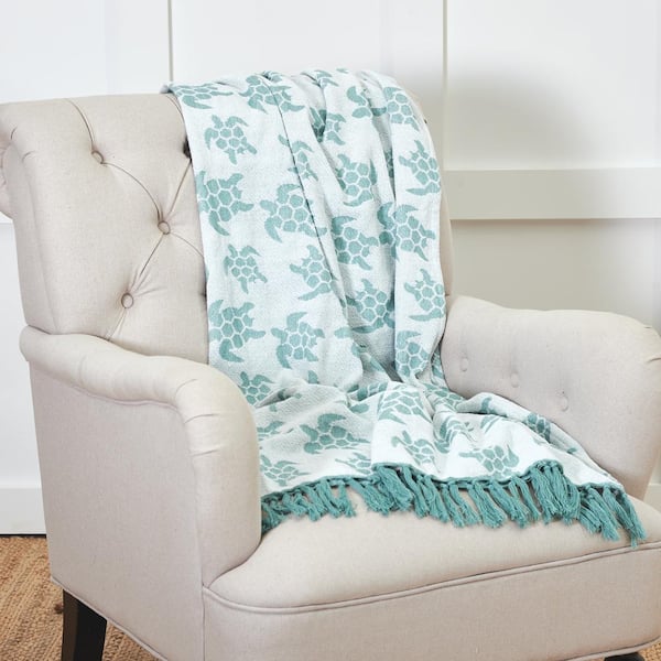 C&F HOME Chenille Blue Throw Blanket