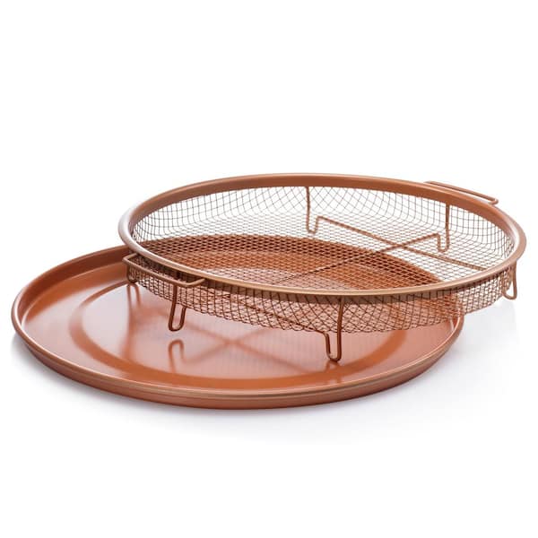 12-inch Round Copper Crisper Tray, 2-Piece Set