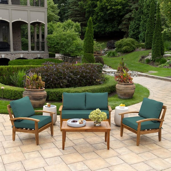 ARDEN 24 in. x 18 in. Outdoor Loveseat Cushion Set Peacock Blue